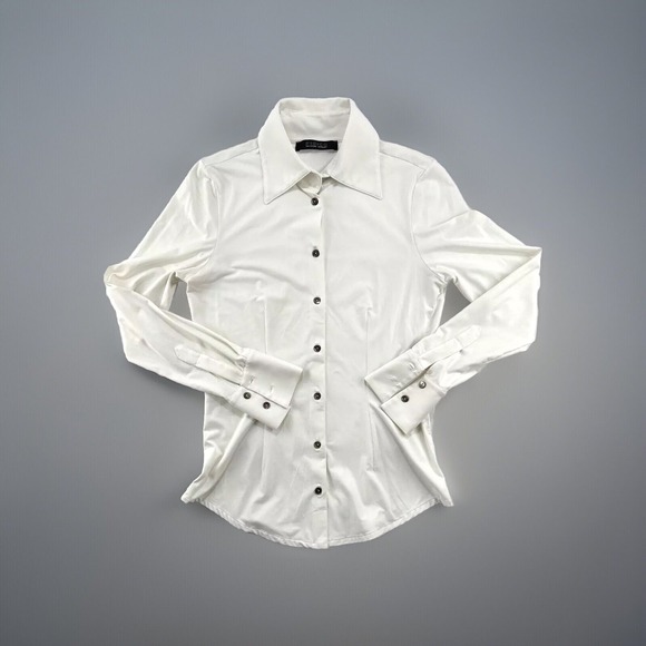 Tops - Fisico Christina‎ Ferrari Blouse Women's Small Cream Mother Pearl Buttons Preppy